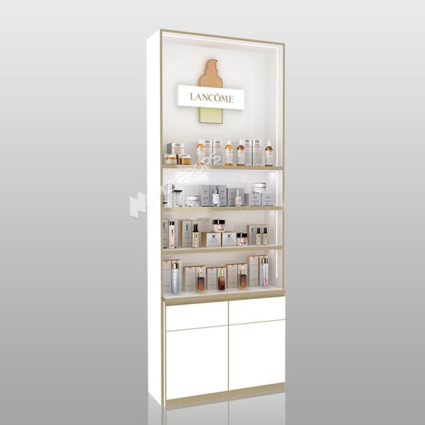 Cosmetic Store Cabinet White Wooden Skincare Cabinet With Light Box Cosmetic Display Counter For Space-Saving Shop Fitting And Branded Display Rack