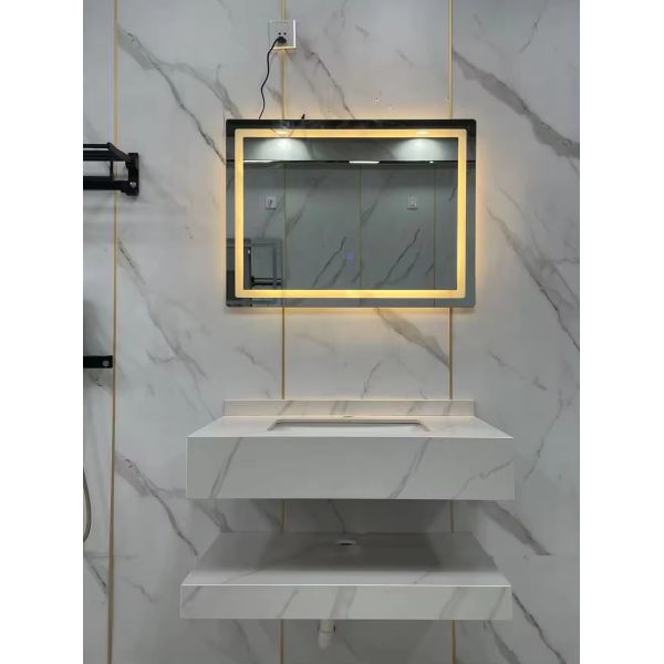 Shallow LED Mirror Cloakroom Vanity Unit 500mm High End