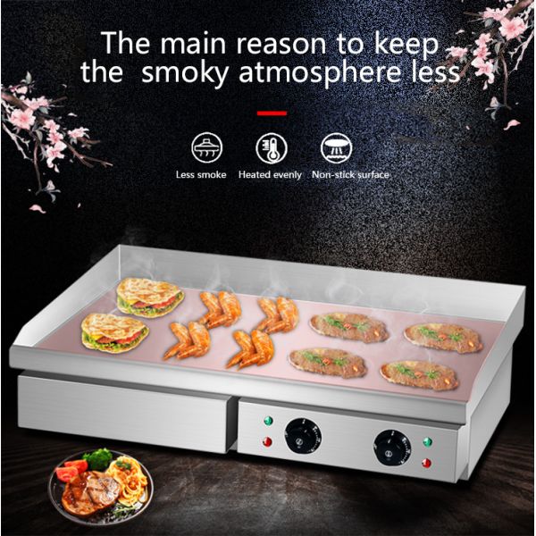 Dual Temperature Control Knobs Electric Flat Plate Griddle for Restaurant Kitchen
