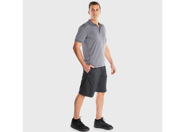 Breathable Slim fit Grey Men's Polo Shirts 100% Cotton Classic Custom Size
