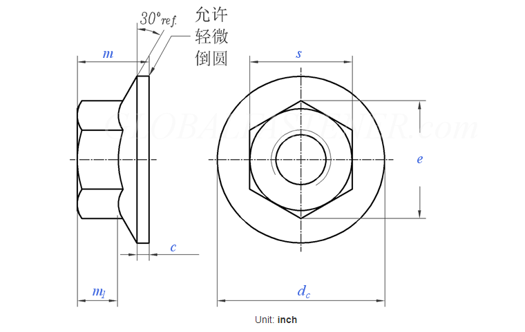 Flangeia a porca encanta a porca que da flange o zinco amarelo chapeou o ruído 6923 M20 M64 encantam a flange