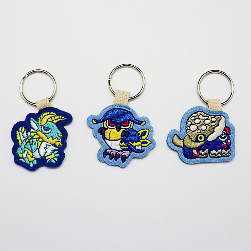 Small Cute Embroidery Key Chain Double Side Embroidery & Printing Key Chain for Cartoon Characters
