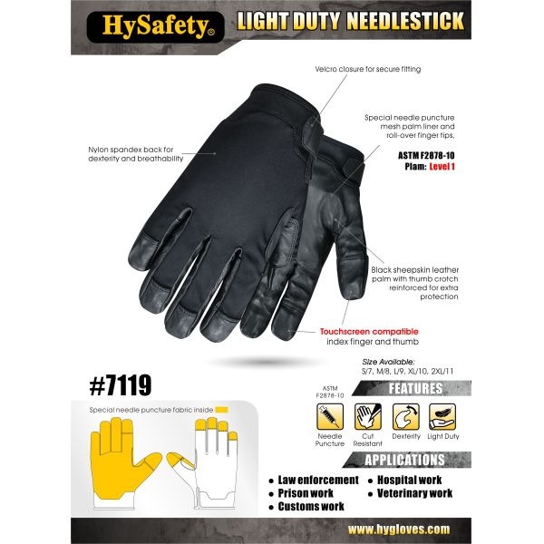 Goatskin Needle Resistant Gloves XS-XL