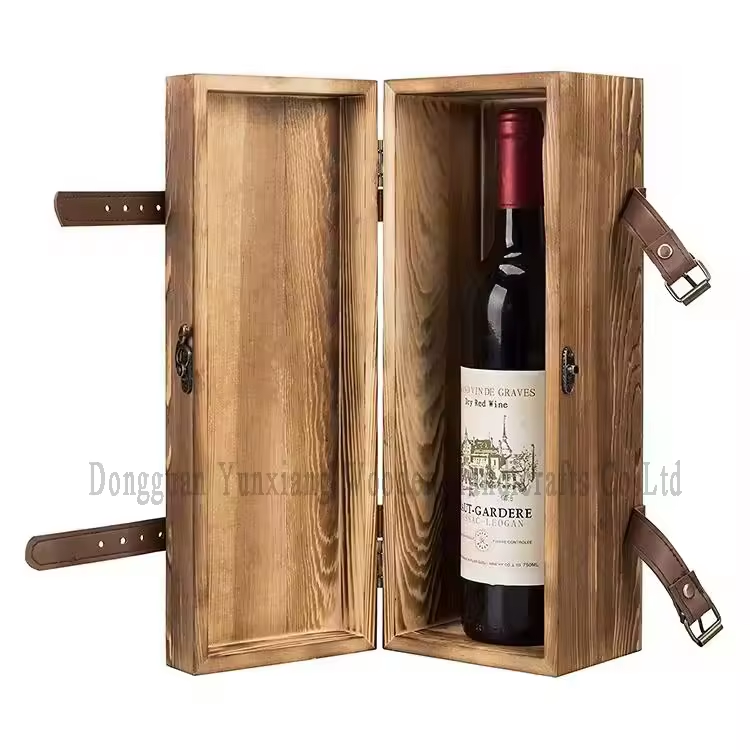 Recyclable Wine Bottle Box Environmental Protection Wooden Gift Wine Carrier Box
