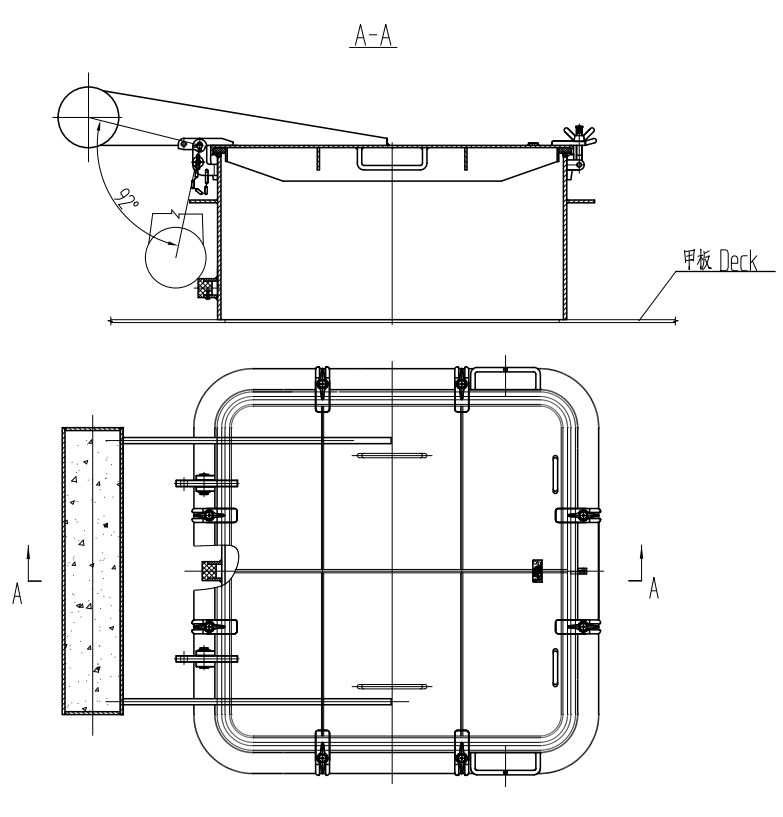 Carbon Steel Access Hatches For Boats 4-12mm Thickness Of Cover