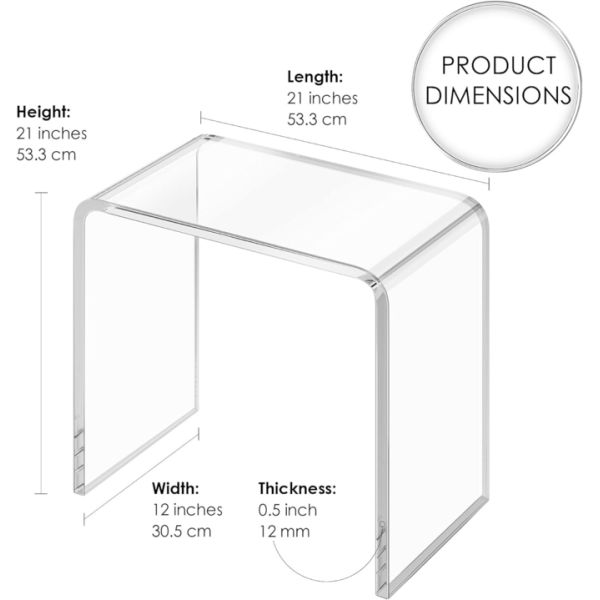 High Transparency Acrylic Side Table U Shape Multipurpose Use Lucite Coffee Table