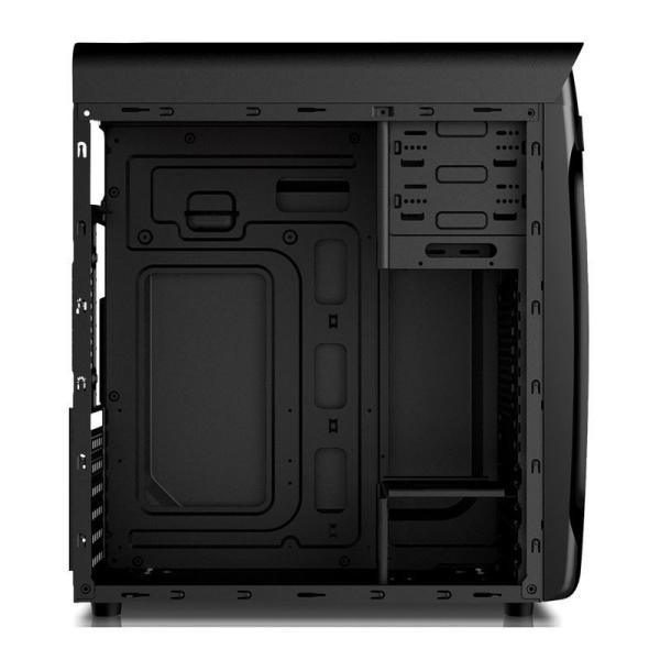 ETEK ATX Mid-Tower Case Acrylic Front & Side Panel Full Side View Black And White