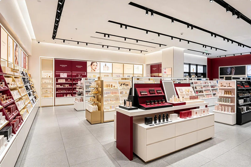 Custom Complete Cosmetic Store Fixture With Brand Light Box Skincare & Makeup Display Cabinet
