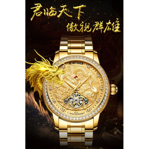 KINYUED watches men wrist Automatic Mechanical Movement stainless steel band custom logo