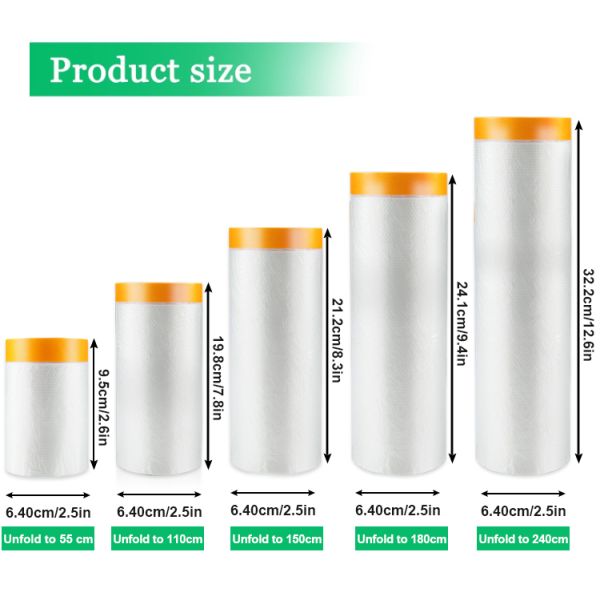 Moisture Proof High Temperature Outdoor Maskeleme Taped Auto Paint Film Refinish Masking Paper