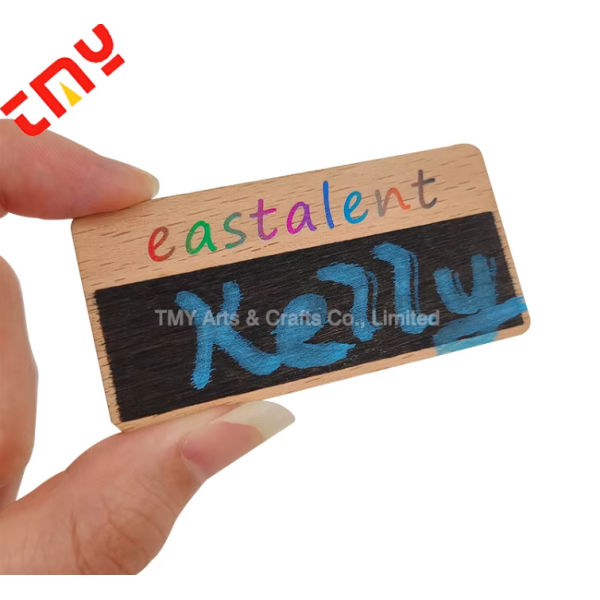 Custom Printed Wood Blackboard Name Badges Chalkboard Tag For Business & Events
