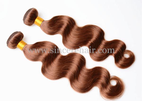 Top Quality 55 CM Body Wave Light Brown Remy Human Hair Weft Extensions for sale