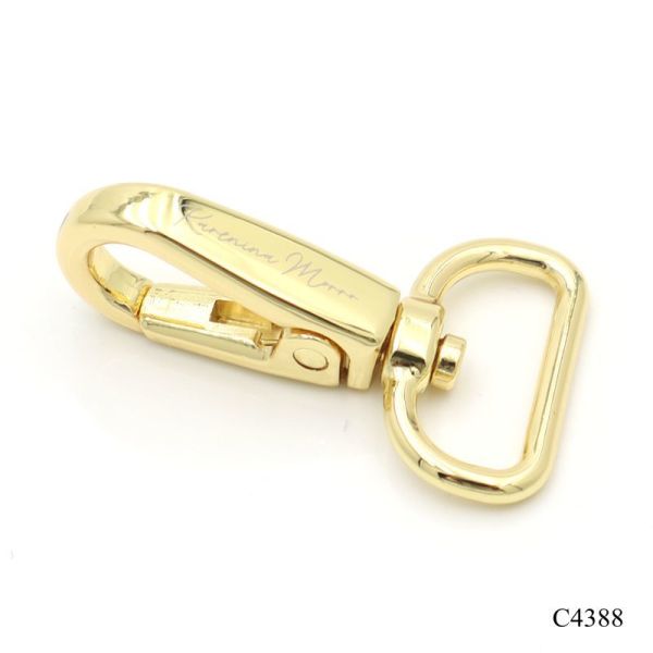 Durable Bag Accessories Metal Swivel Snap Hooks with Custom Laser Logo Metal Keychain Clip