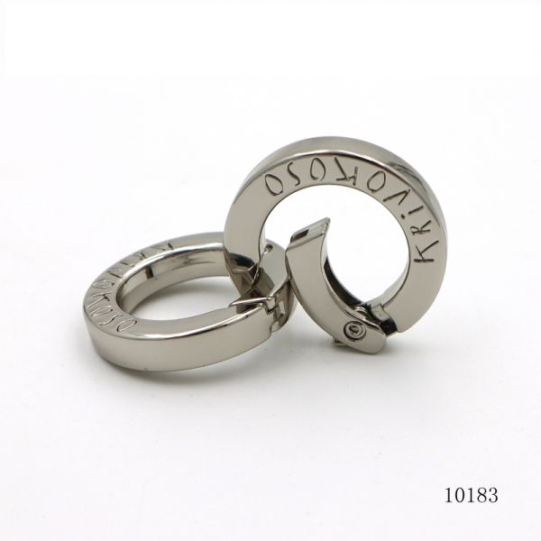 Custom Private Logo Carabiner Clasp Spring O Ring Nickel Zinc Alloy for Keychains