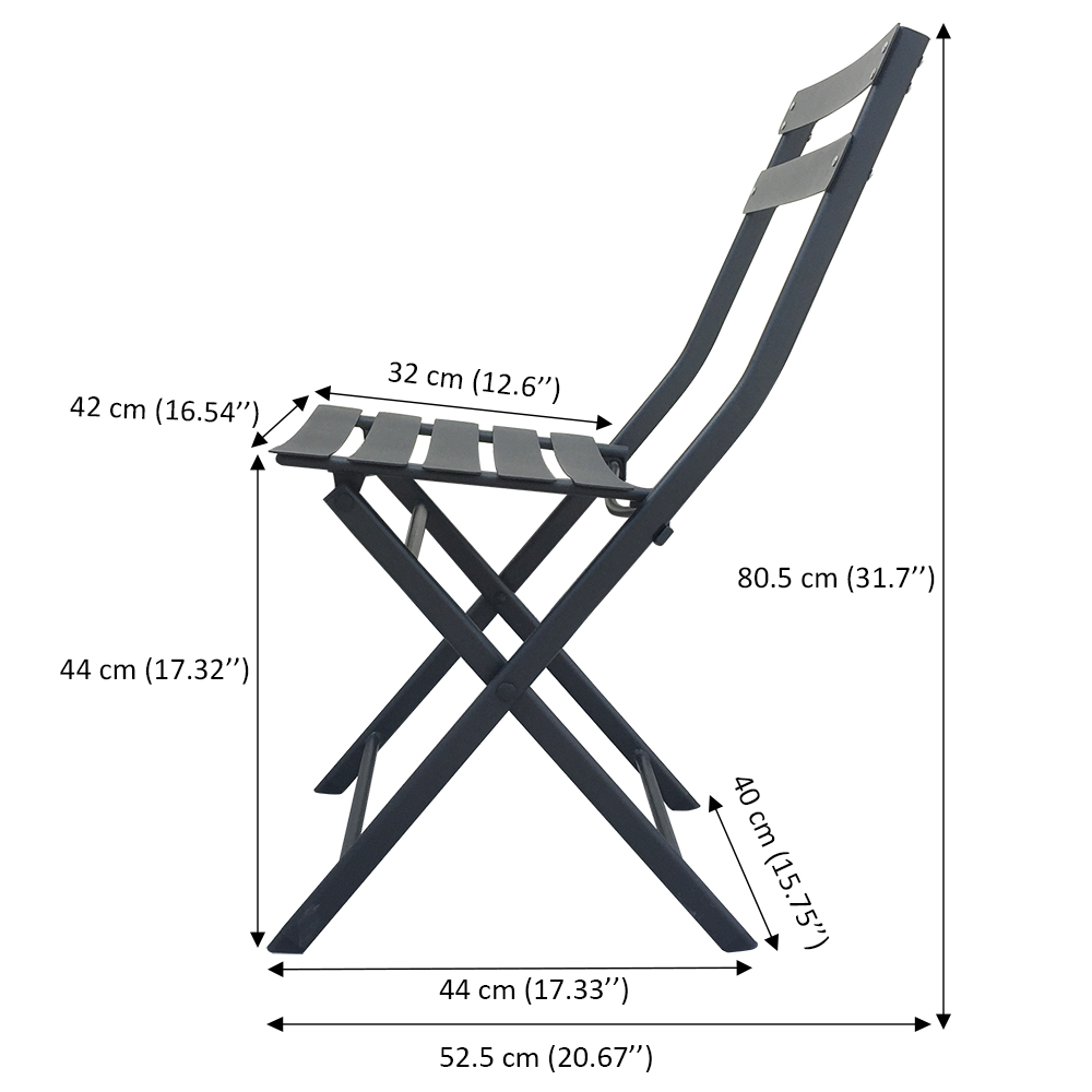 Wholesale Price Outdoor Furniture Iron Frame Folding Table and Chair Black Rust Prevention Fold Chairs and Round Table