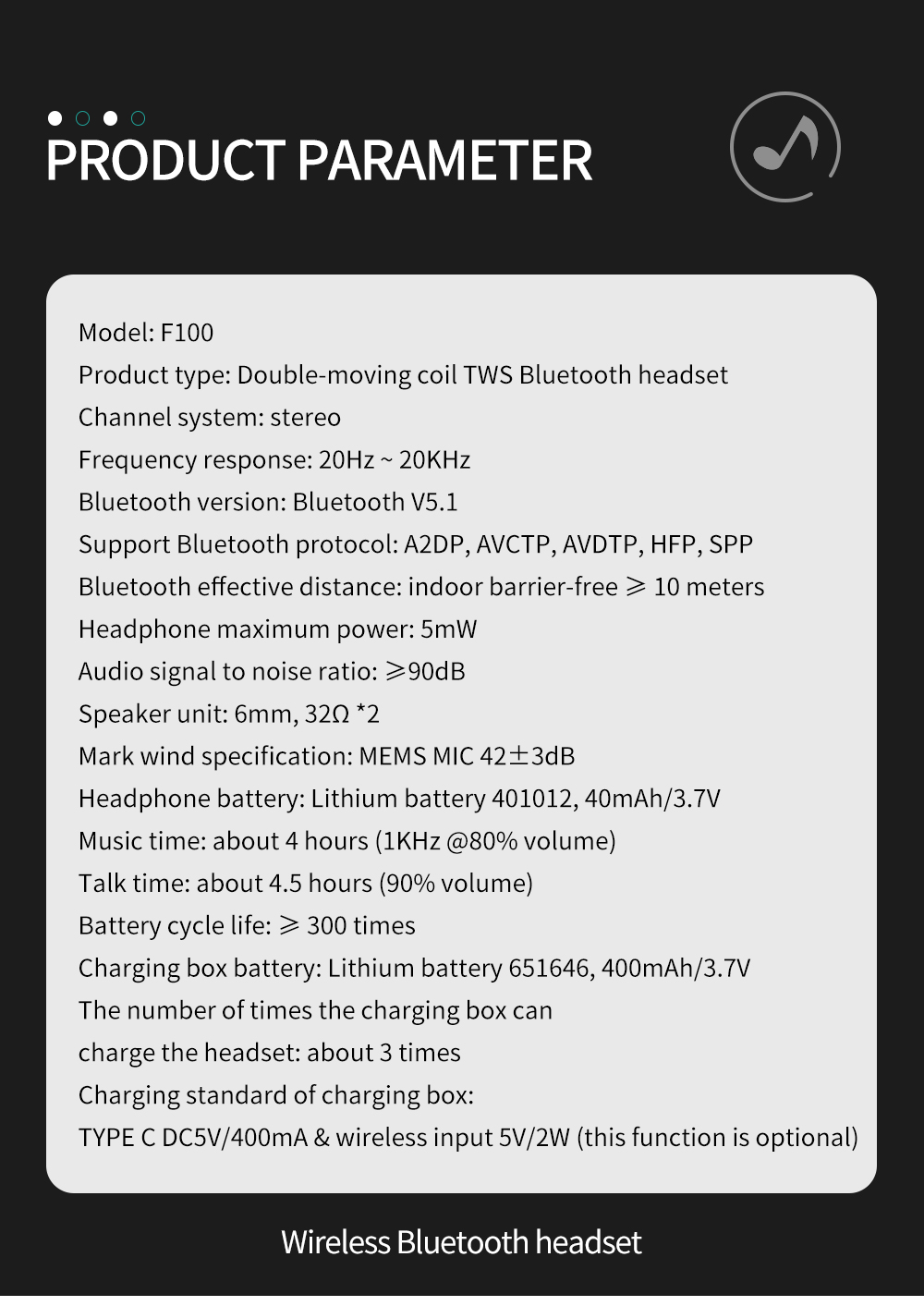 Самое интересное 10m Bluetooth ПК резвясь половина наушников TWS в ухе 400mAh