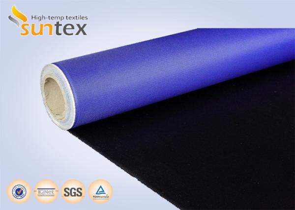 Fireproof PU Coated Fiberglass Fabric 460gsm Heat Resistant Blue Black