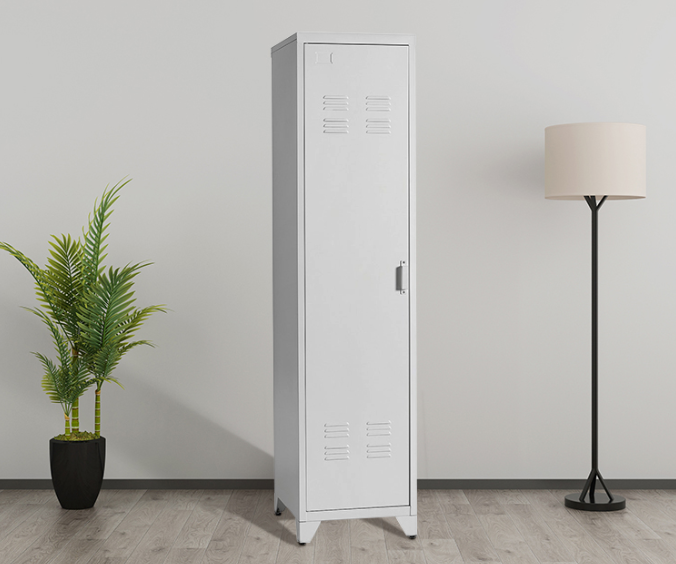 Height 1850mm Steel Storage Locker Flat Packing 0.05 CBM Single Door Standing Legs