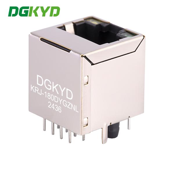 KRJ-180DYGZNL Vertical RJ45 Connector , RJ45 Ethernet Connector With Internal Magnetic Transformer