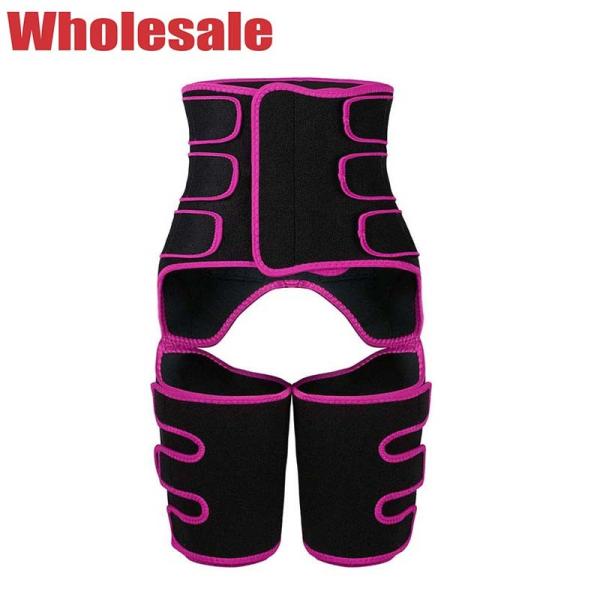 Pink 3 Straps Tummy And Thigh Trimmer Velcro Neoprene Thigh Shaper