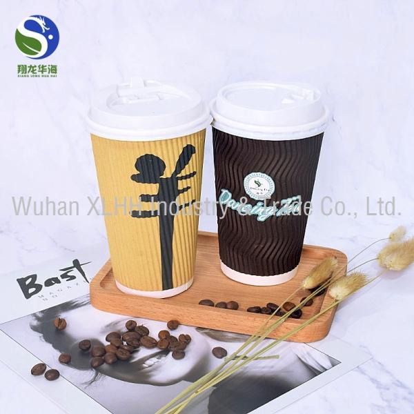 Compostable Brown Kraft Ripple Cups Corrugated Paper Cups For Hot Coffee