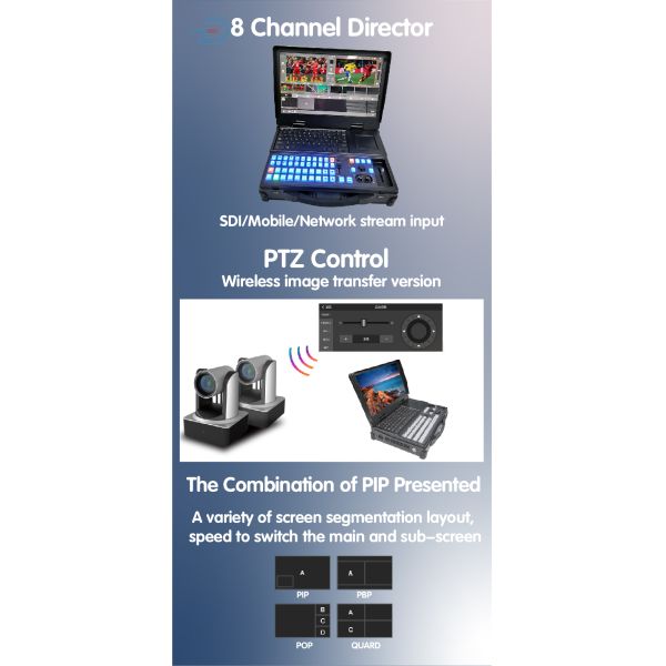 6600mAh Comutador de vídeo profissional Máquina de transmissão ao vivo Controle PTZ