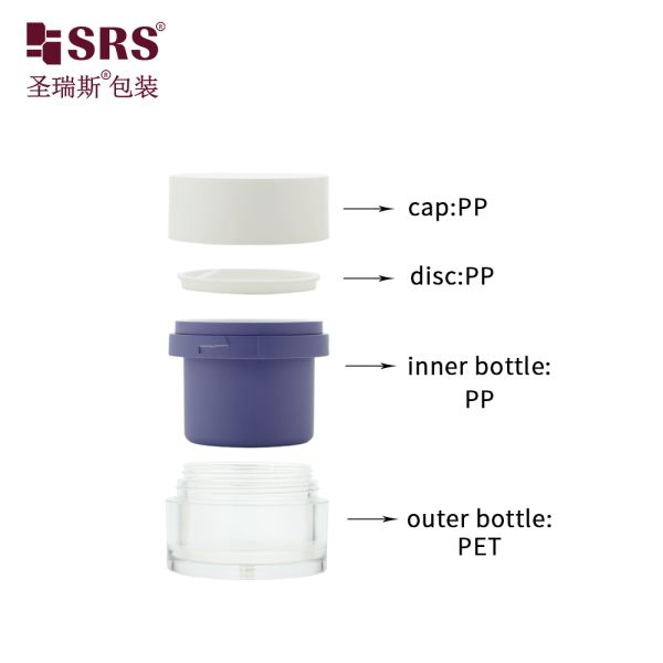 SRSJQ 50g PET Thick Wall Double Wall Plastic Replaceable Jar For Facial Cream Gel Wholesale