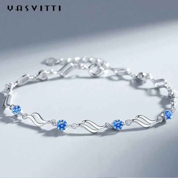el rodio de moda de las pulseras ajustables de plata de 4.5g los 0.62ft plateó a Crystal Bracelet azul