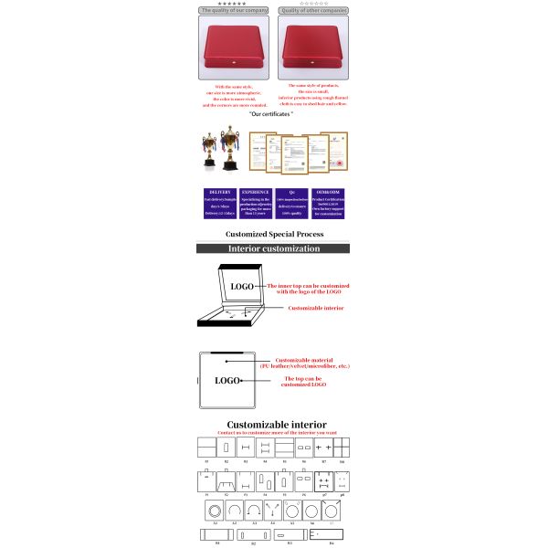 Rectangle fabriqué à la main Hanhong Custom Logo Box Couronne Design Luxueuse Boîte en cuir PU Collier Bague bijoux Boîte