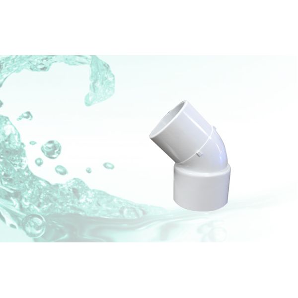 White Plumbing 1.5 Inch PVC Pipe 45 Degree Elbow For Spa Massage System