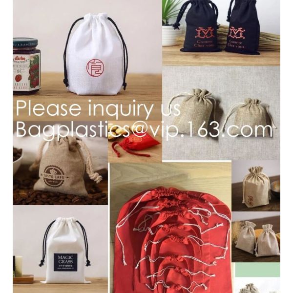 Candy Gift Pouch Bags with String Birthday Wedding Party Gift Jewlery Pouches Party Favor Jute Gift Bags Brown with Whit