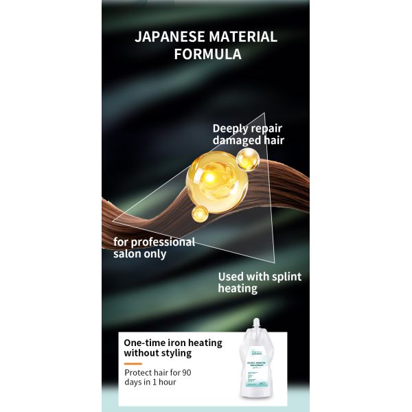 Crème lissante professionnelle à la kératine pour cheveux abîmés et bouclés