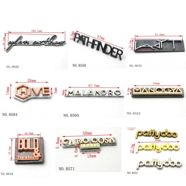 Custom Monogram Letter Logo Plate Interlocking Letters  Metal Badge for Luxury Handbag Hardware