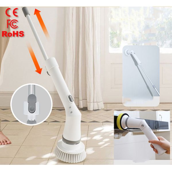 White Plastic Electric Cleaning Brush Set Top Selling Spin Scrubber for Deep Cleaning