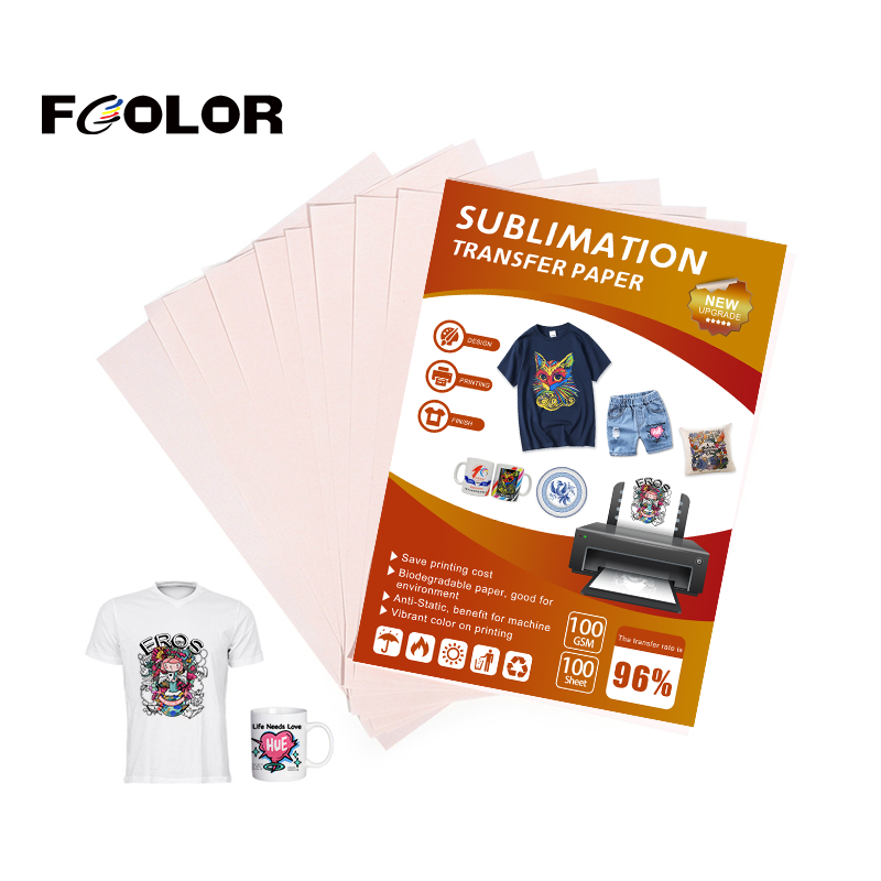 Fcolor Factory Direct Sales 100 Grams Heat Transfer Sublimation Paper A4  Size for Polyester Fabric