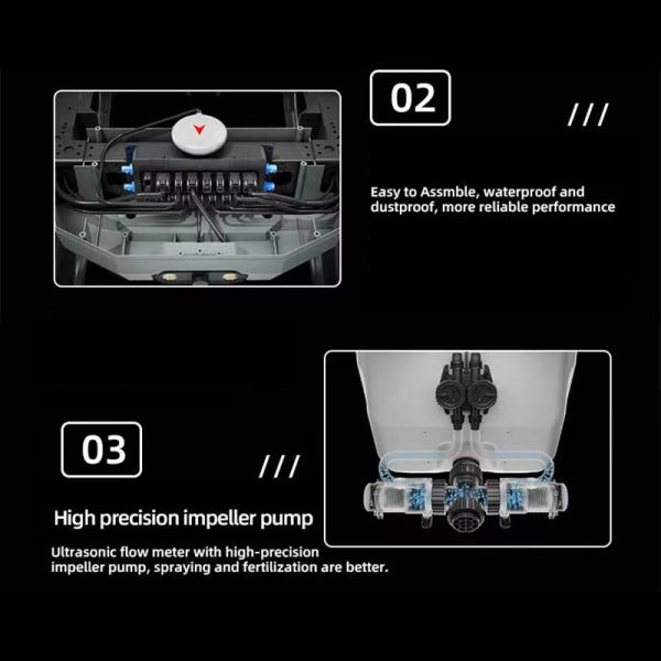 Bombas de pulverización de cultivos con drones carga útil 30L/min + 4 pulverizadores de alta precisión UAV agrícola