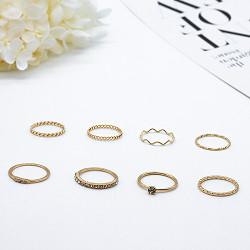 Casamento ajustável Ring Set Alloy Gold Transparent Diamond Ring 5pcs do titânio do abraço
