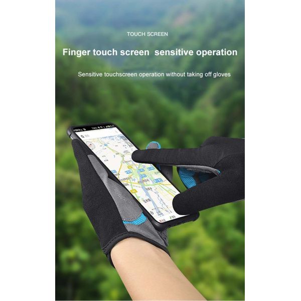 Customized Logo Outdoor Breathable Touch Screen Full Finger Motorcycle Riding Gloves