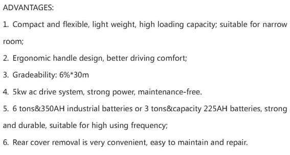 Tubeless Tire Design 1.5ton/2ton/3ton/4ton/5ton/6ton Seat Type Electric Tow Tractor