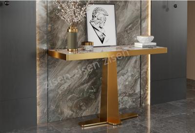 ElegaCross Insert Ceramic Marble Console Table With Sophistication