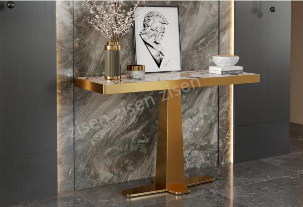 ElegaCross Insert Ceramic Marble Console Table With Sophistication