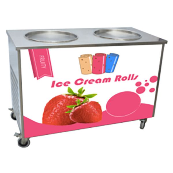 Quick Freezing Molding Double Pan Thai Fry Pan Ice Cream Rolled Bench Top Yogurt Roll Maker