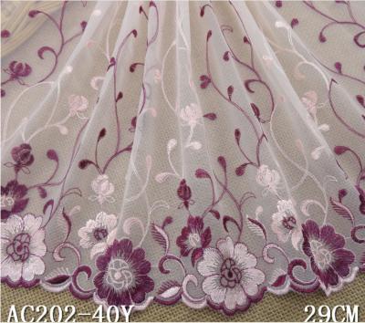 New Fashion Embroidery Lace Trimming with Pink Color/Red Color