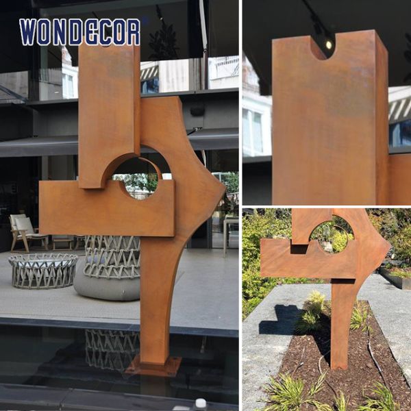 Современный открытый сад большая геометрическая скульптура из стали, устойчивая к погодным условиям