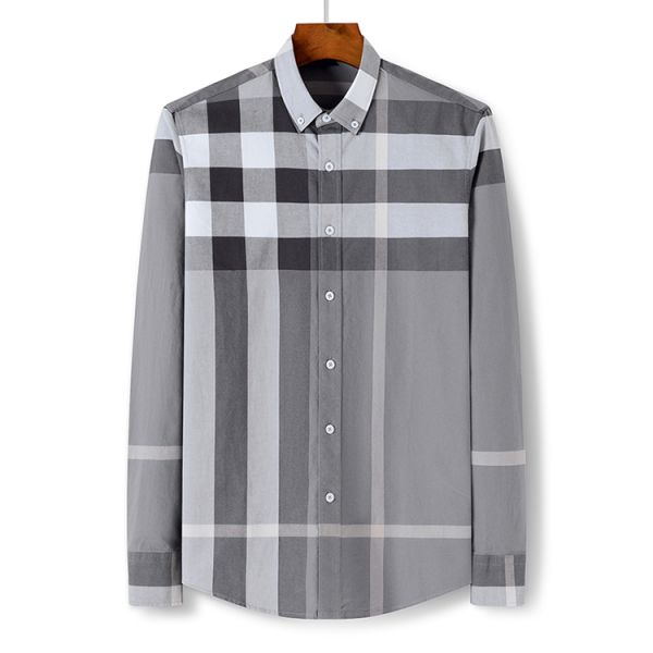 2023 Solid Grey Check мужская рубашка весной и осенью для мужских рубашек S-2XL