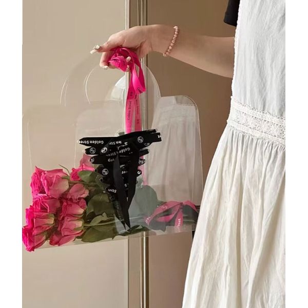 Переносные прозрачные PVC коробки для цветов для домашних животных для выпускных букетов Прозрачная упаковка