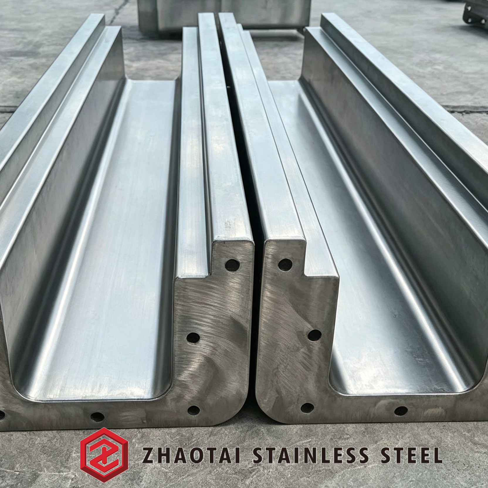 Custom 316L Stainless Steel Drainage Channel Conveyor Chute Fabrication Heavy Duty Trench Drain System With Anti Slip Grating