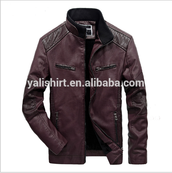 oem wholesale uniform fleece waterproof high quality leather men's winter coat nice deisng model