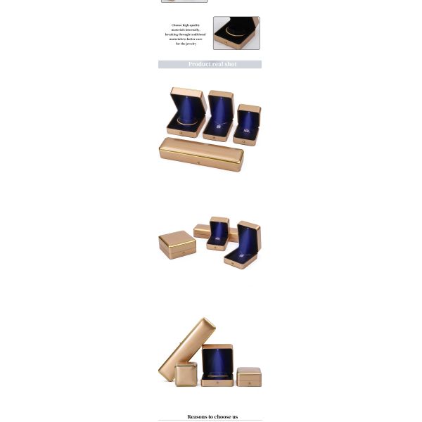 Logotipo personalizado Oro ligero LED caja de joyería para brazalete collar de pendientes anillo de embalaje