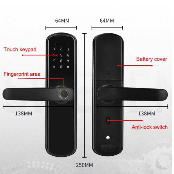Толщина AA 120mm замка 4 кнопочной панели Bluetooth отпечатка пальцев для дома